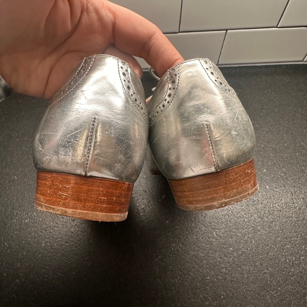 JCrew Women's Silver Oxford Shoes - Picture 3 of 7